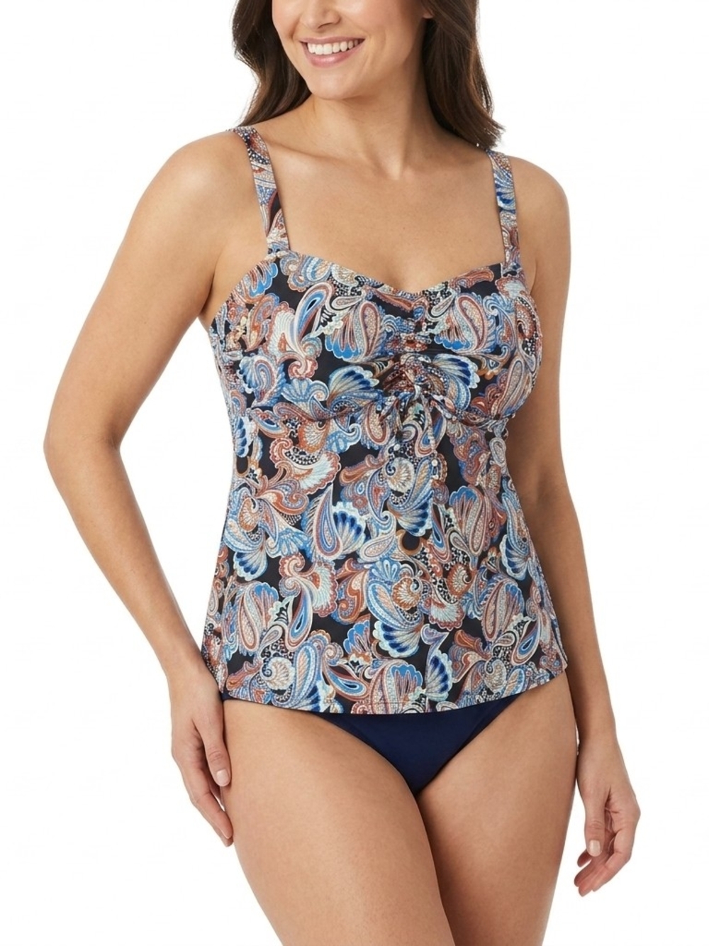 A Shore Fit! Paisley Swim Tankini Top NWT 20W Spice D&E Cup